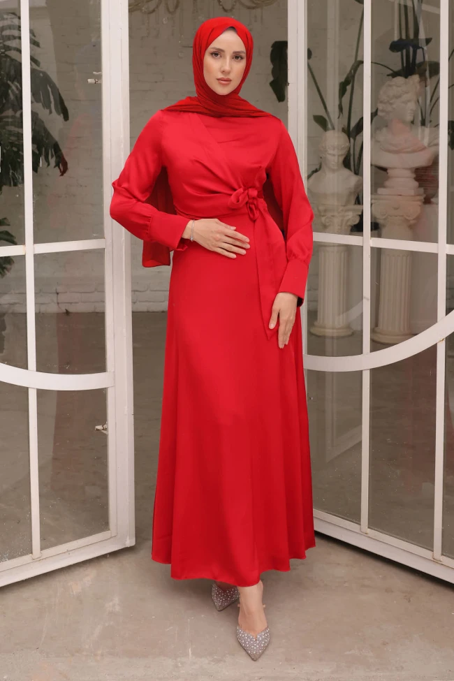 Bağlamalı Saten Abiye