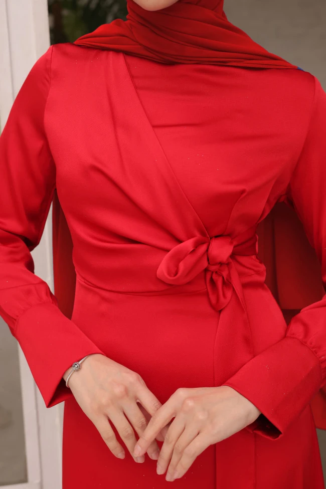Bağlamalı Saten Abiye