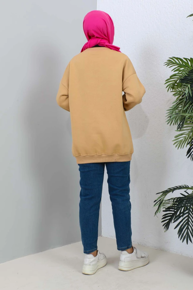 Bisküvi Barbie Baskılı Üç İplik Sweatshirt