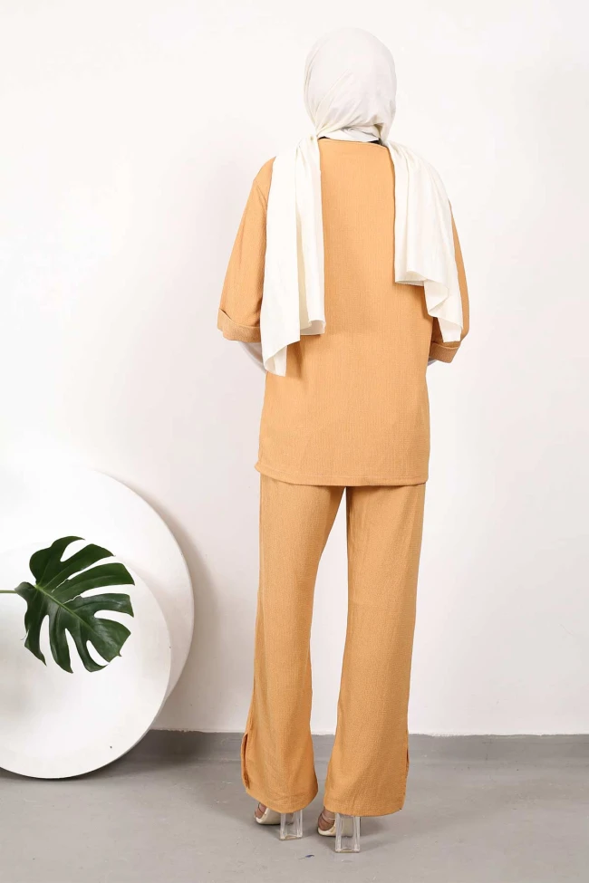 Camel Önden Büzgülü Kolyeli Bürümcük Takım