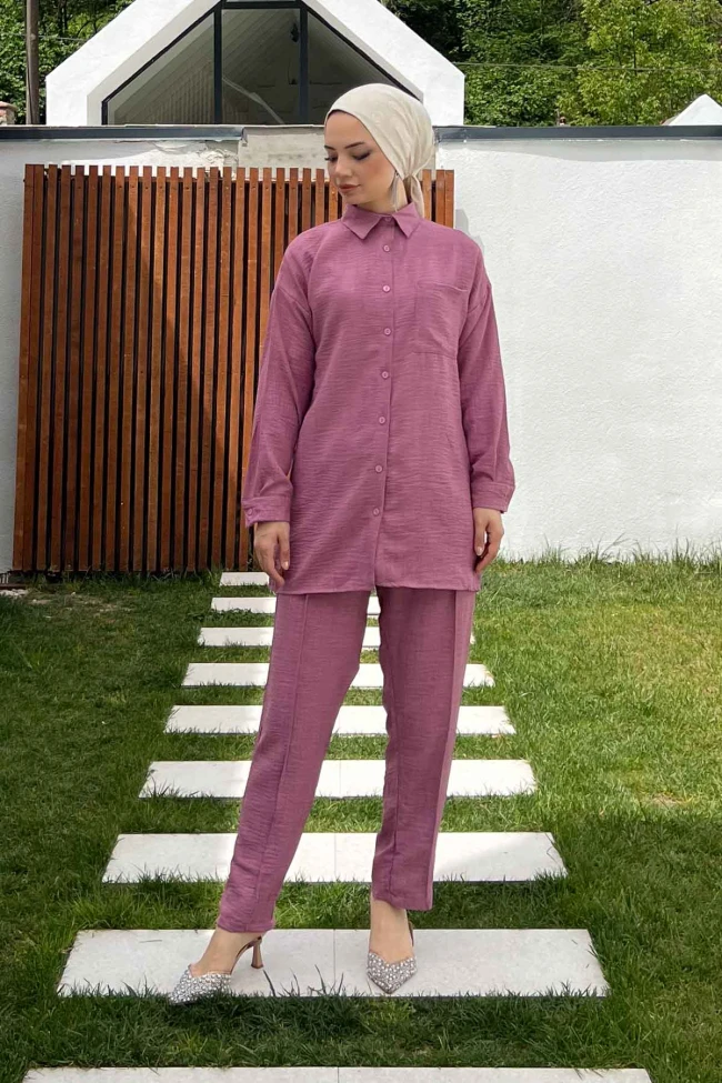 Gül Kurusu Cepli Tunik Pantolon Takım