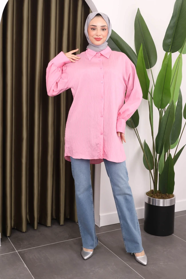 Pembe Kol Detaylı Tunik