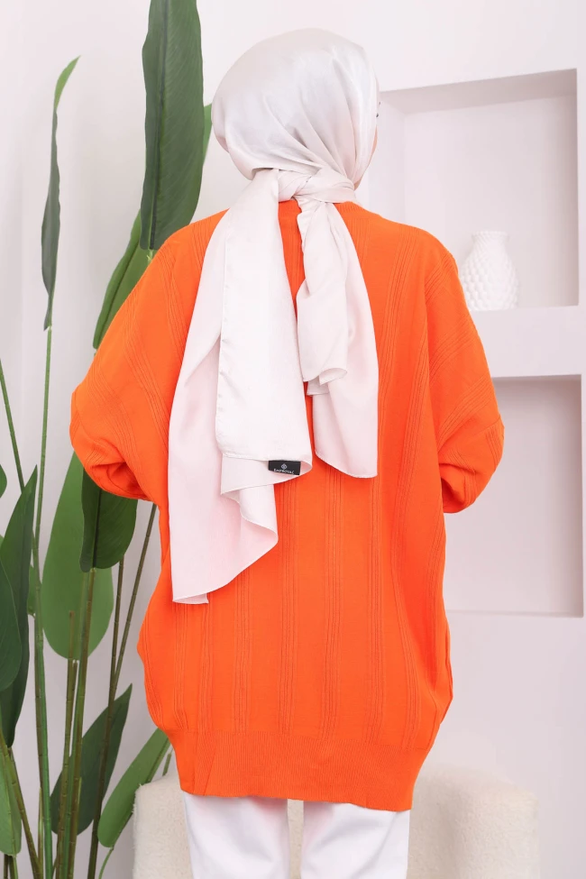 Orange Bisiklet Yaka Merserize Salaş Triko Tunik