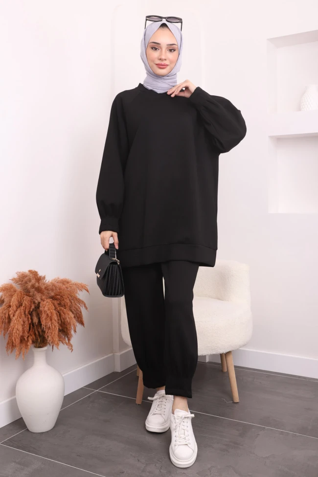 Siyah Kol Ve Paça Nervürlü Oys Takım