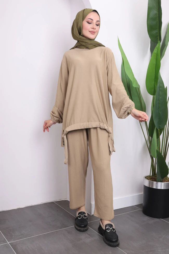Vizon Soğuk İplik Pantolonlu Tunik Triko Takım