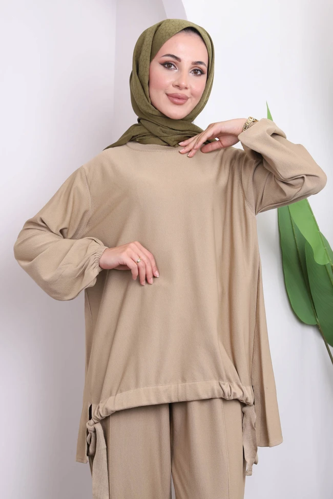 Vizon Soğuk İplik Pantolonlu Tunik Triko Takım