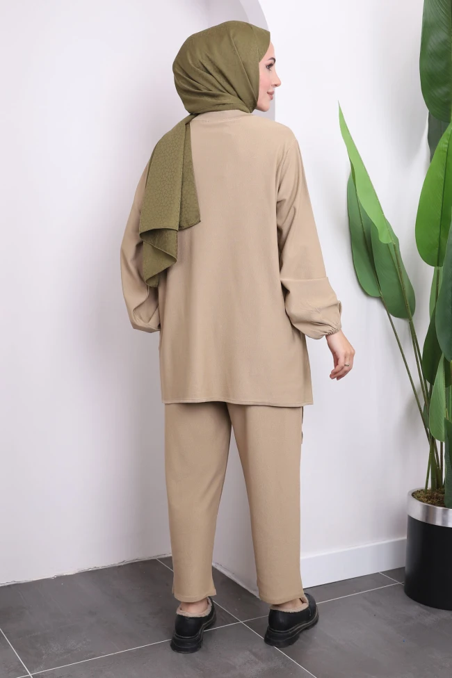 Vizon Soğuk İplik Pantolonlu Tunik Triko Takım