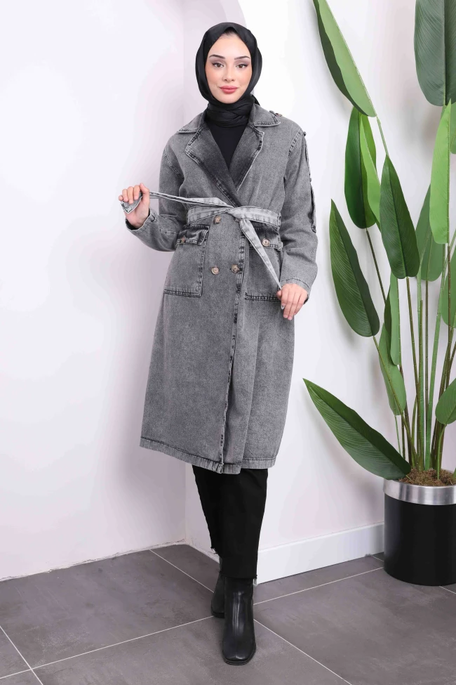 Antrasit Kol Apoletli Kot Trenç