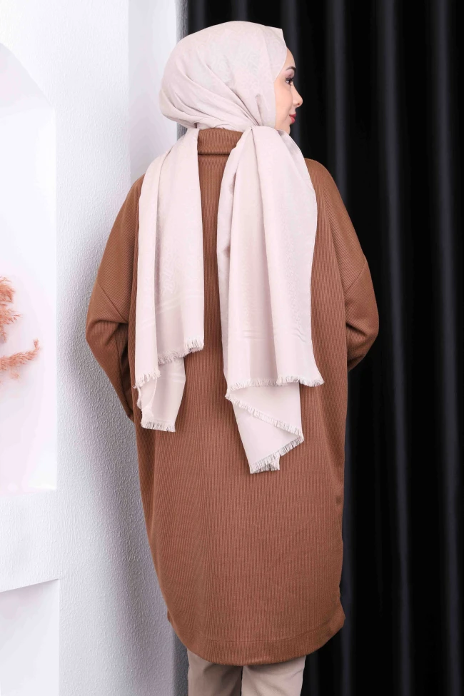 Kahverengi Balıkçı Yaka Triko Tunik