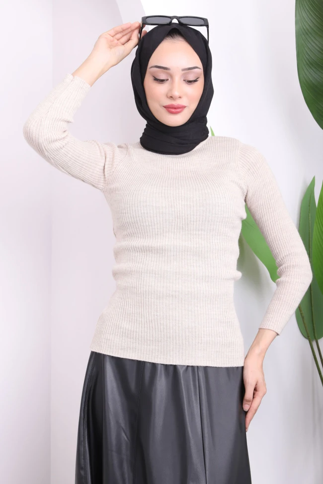 Vizon Dik Yaka Triko Body