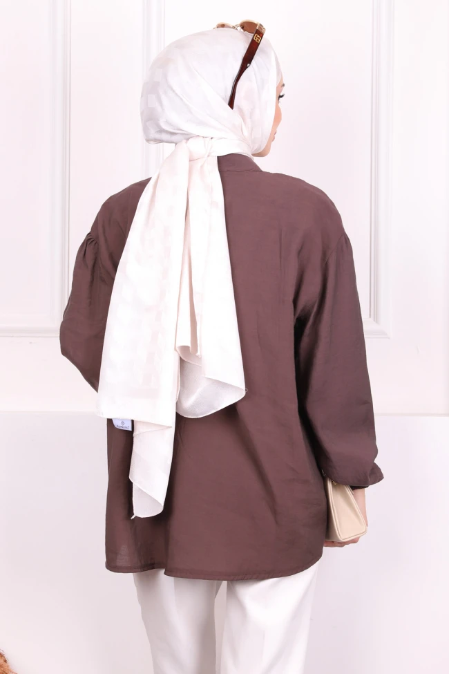 Kahverengi Ön Bağlamalı Kimono