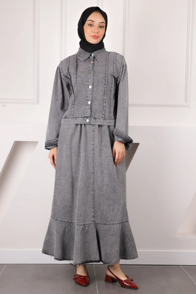 Füme Kot Ceket Etekli Takım