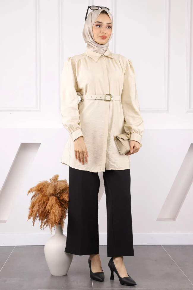 Bej Kemerli Modal Tunik