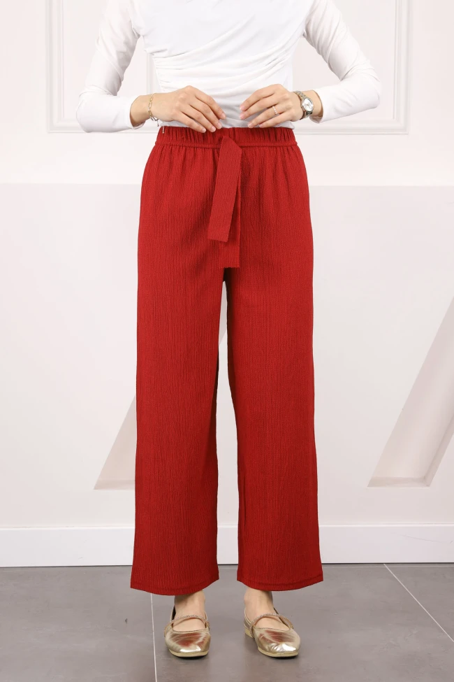 Bordo Bürümcük Bol Paça Pantolon