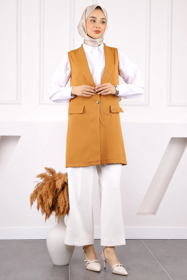 Camel Duble Zincirli Yelek