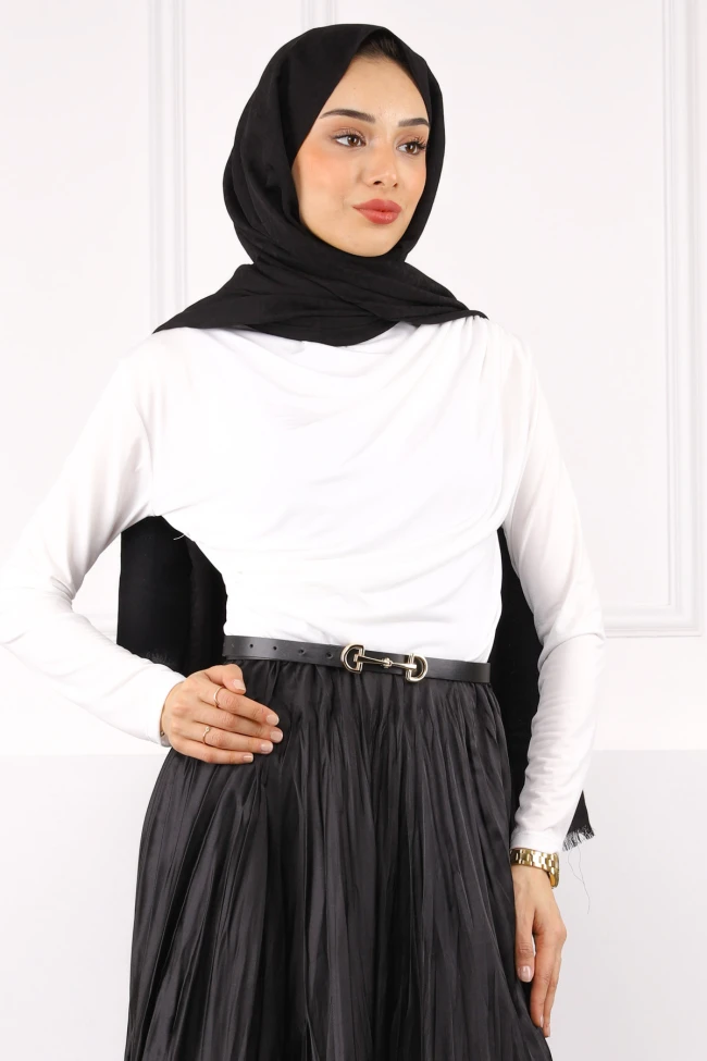 Krem Balıkçı Yaka Drapeli Sandy Bluz