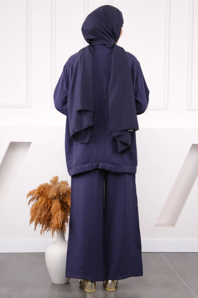 Lacivert Tek Düğmeli Ceket Pantolonlu Takım