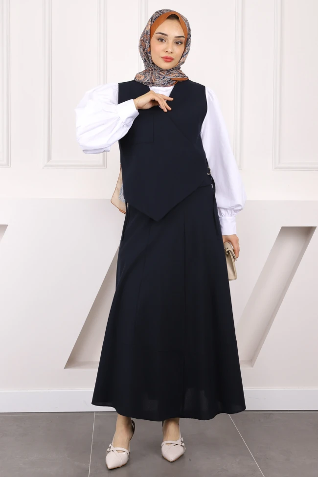 Lacivert Yelek Etekli Takım