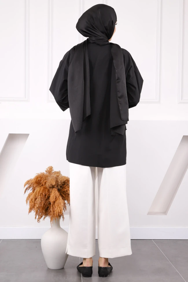 Siyah Ön Bağlamalı Kimono
