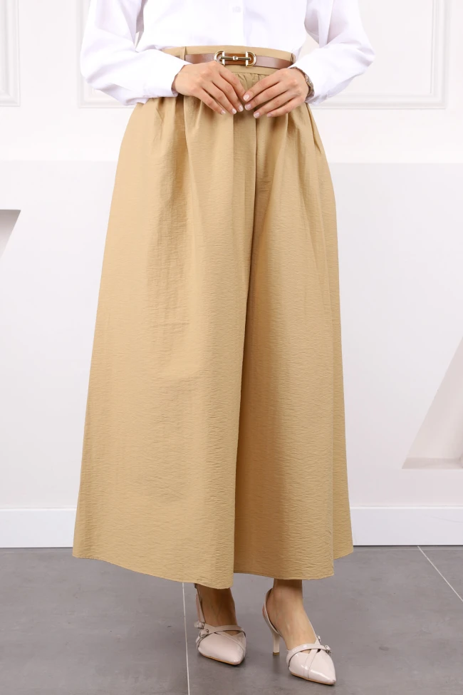 Vizon Bel Kemerli Büzgülü Etek