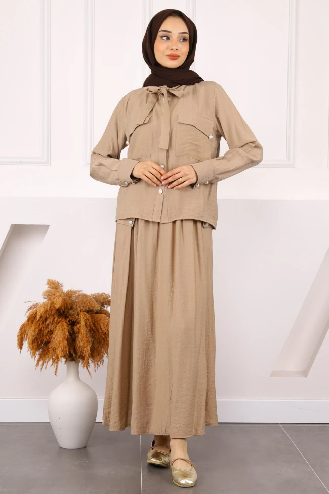 Vizon Taş Detaylı Tunik Pantolonlu Oys Takım