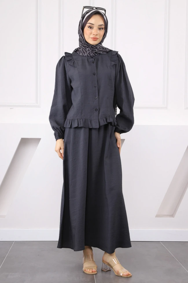 Antrasit Gömlek Etekli Takım