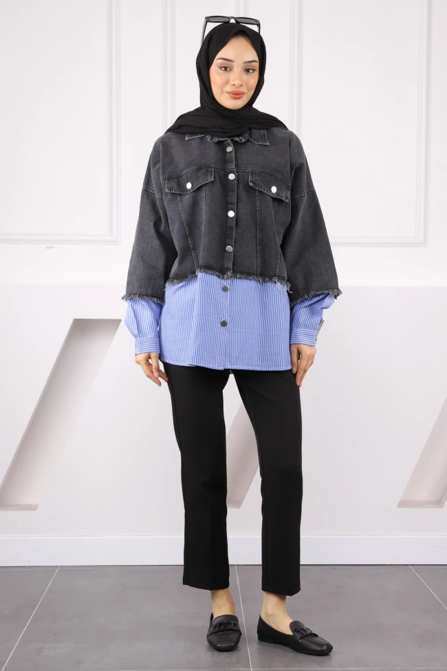 Antrasit Kot Garnili Gömlek