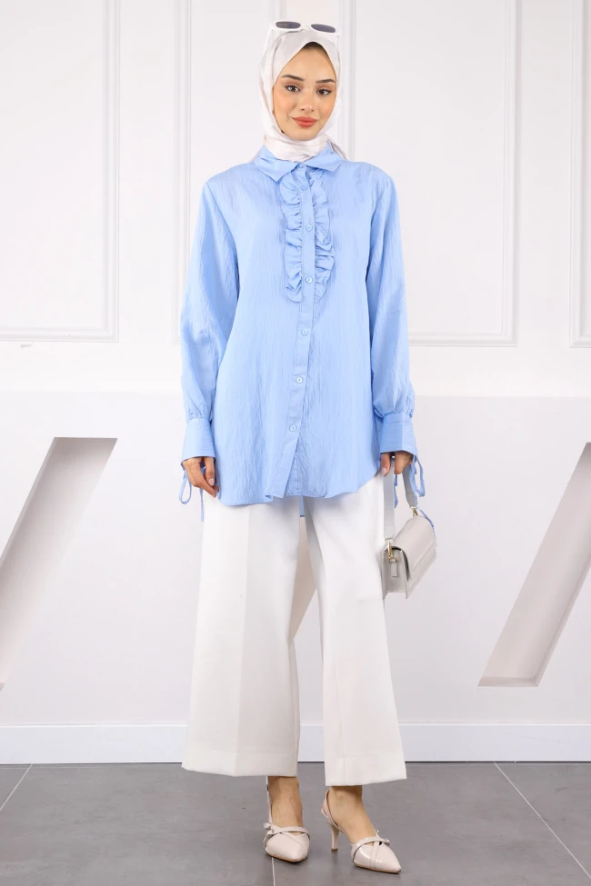 Bebe Mavi Kol Bağlamalı Gömlek