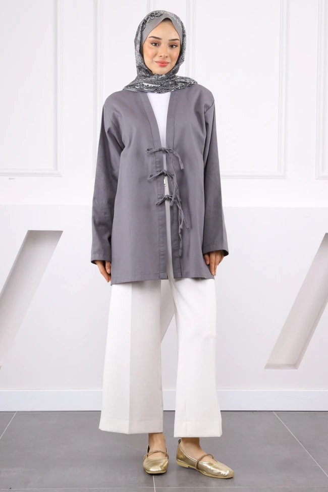 Füme Ön Bağlamalı Kimono