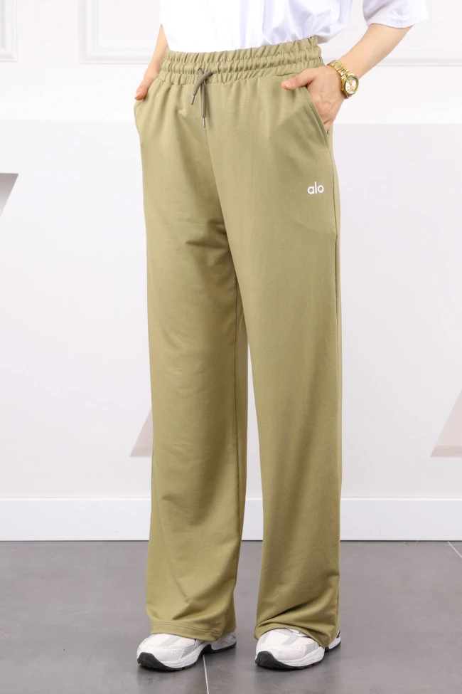 Haki Bel Lastikli Modal Eşofman Altı