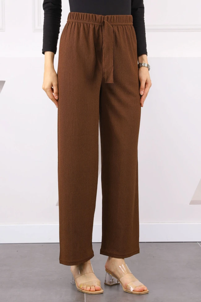 Kahverengi Bürümcük Bol Paça Pantolon
