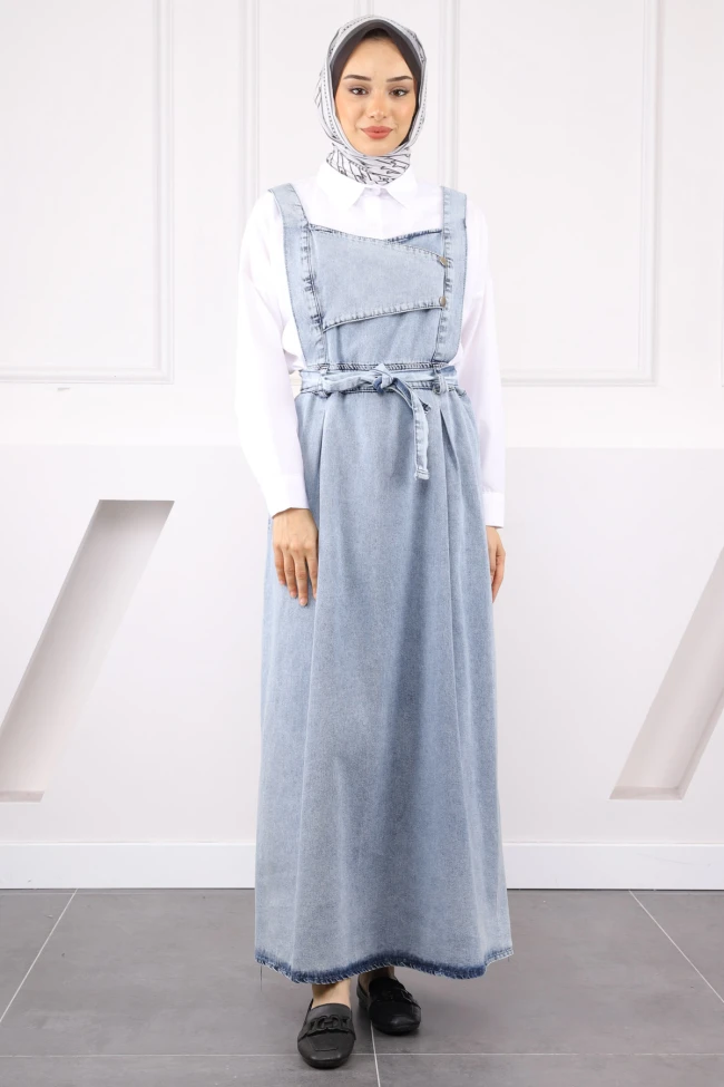 Mavi Bel Kuşaklı Jile