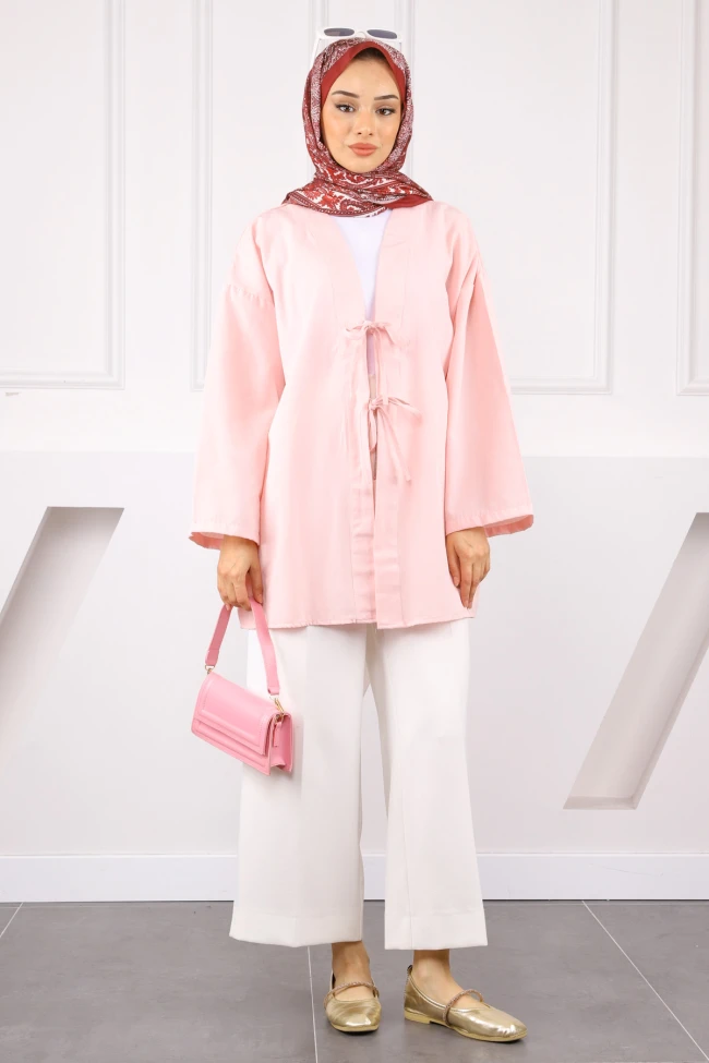 Pudra Ön Bağlamalı Kimono