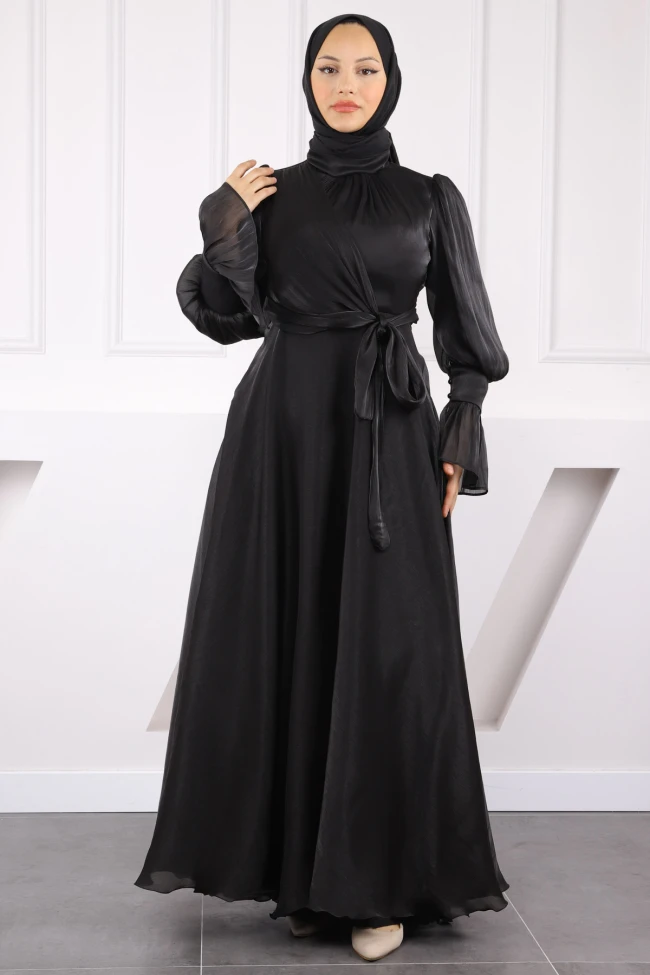 Siyah Yandan Bağlamalı Abiye