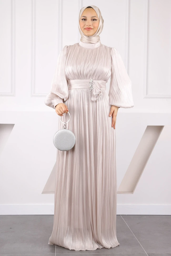 Taş Piliseli Taşlı Şifon Abiye