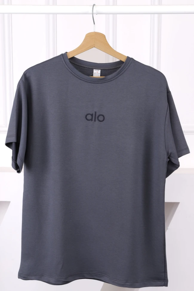 Füme Nakışlı Kısa Kol Modal T-Shirt