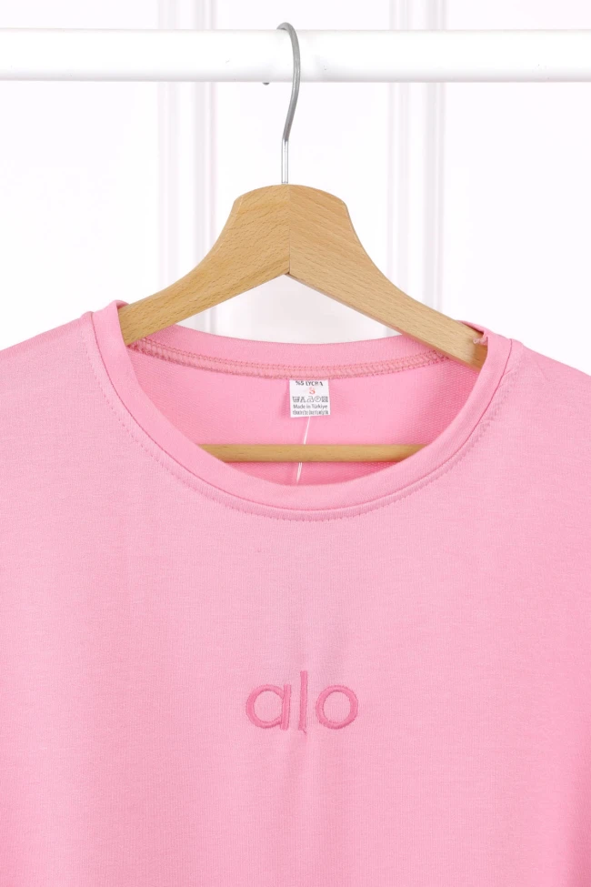 Pembe Nakışlı Kısa Kol Modal T-Shirt