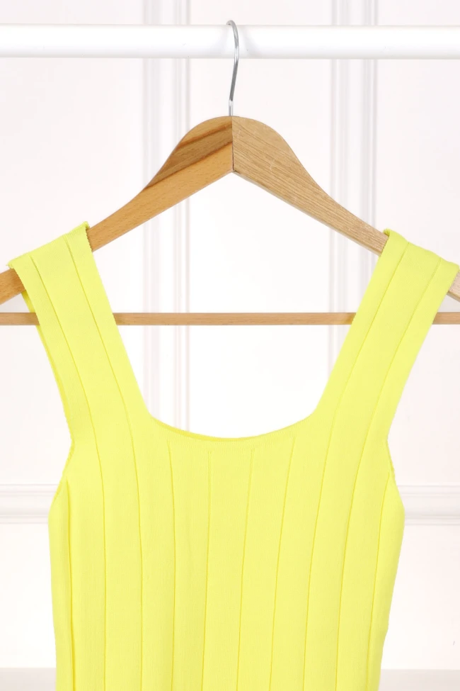 Sarı Kare Yaka Bluz