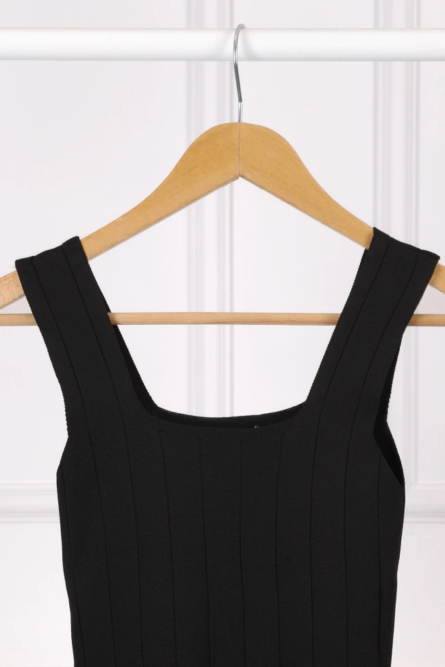 Siyah Fitilli Kare Yaka Bluz