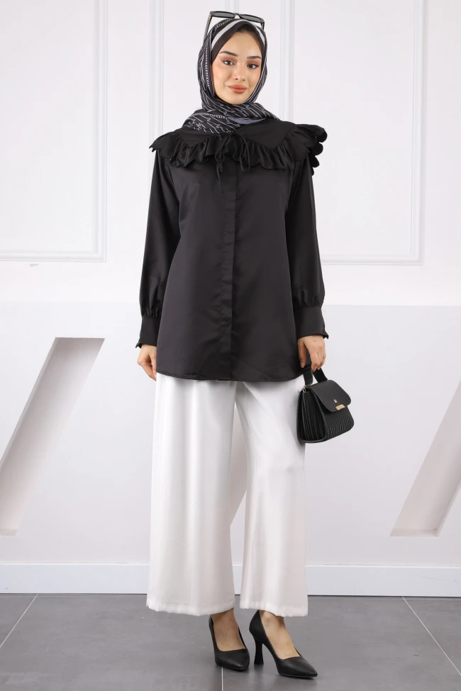 Siyah Renk Bloklu Gömlek