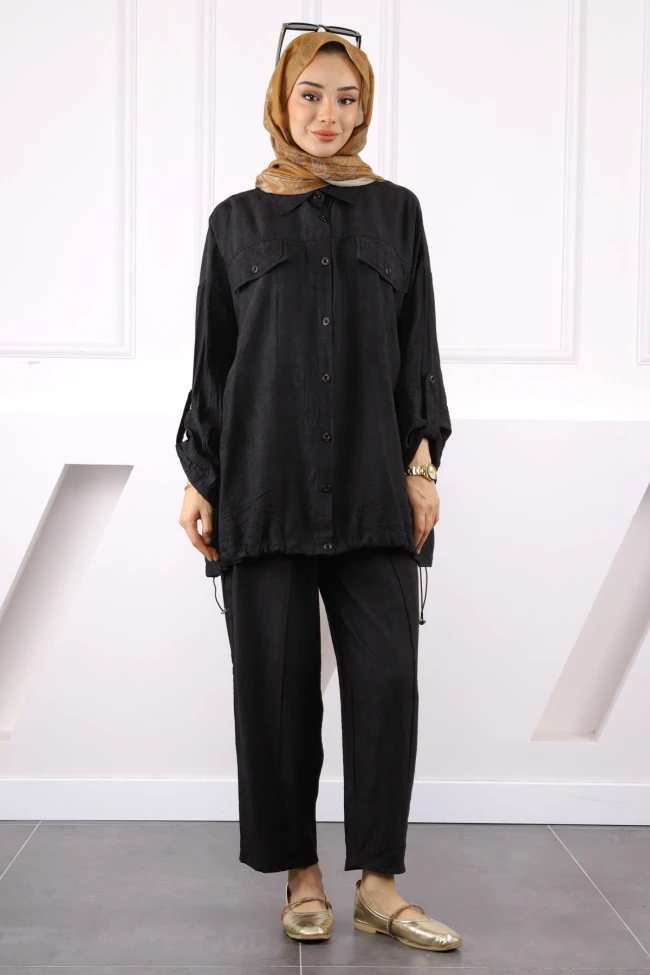 Siyah Tunik Pantolonlu Takım