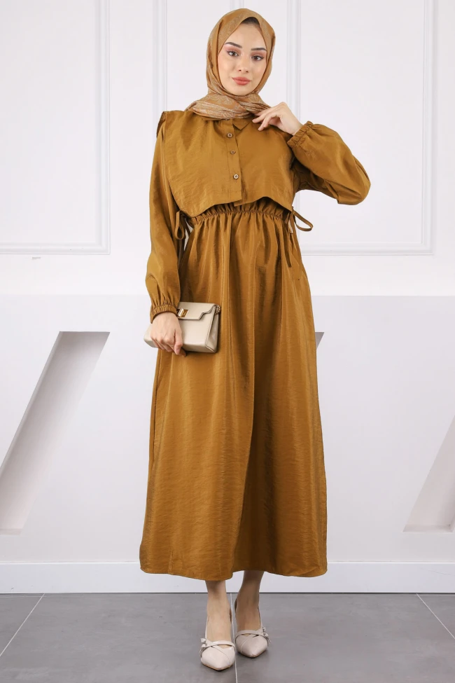 Taba Süveterli Elbise Kombin Takım