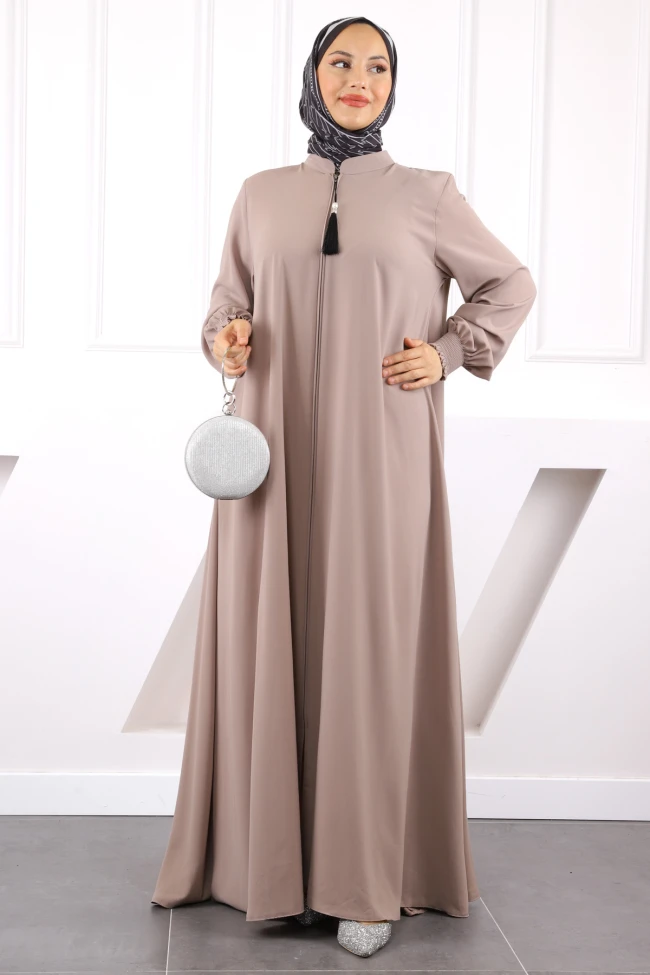 Vizon Kol Lastikli Fermuarlı Ferace