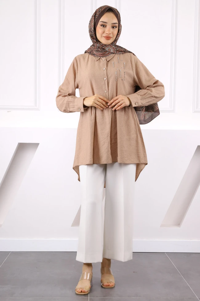 Vizon Taş Detaylı Tunik