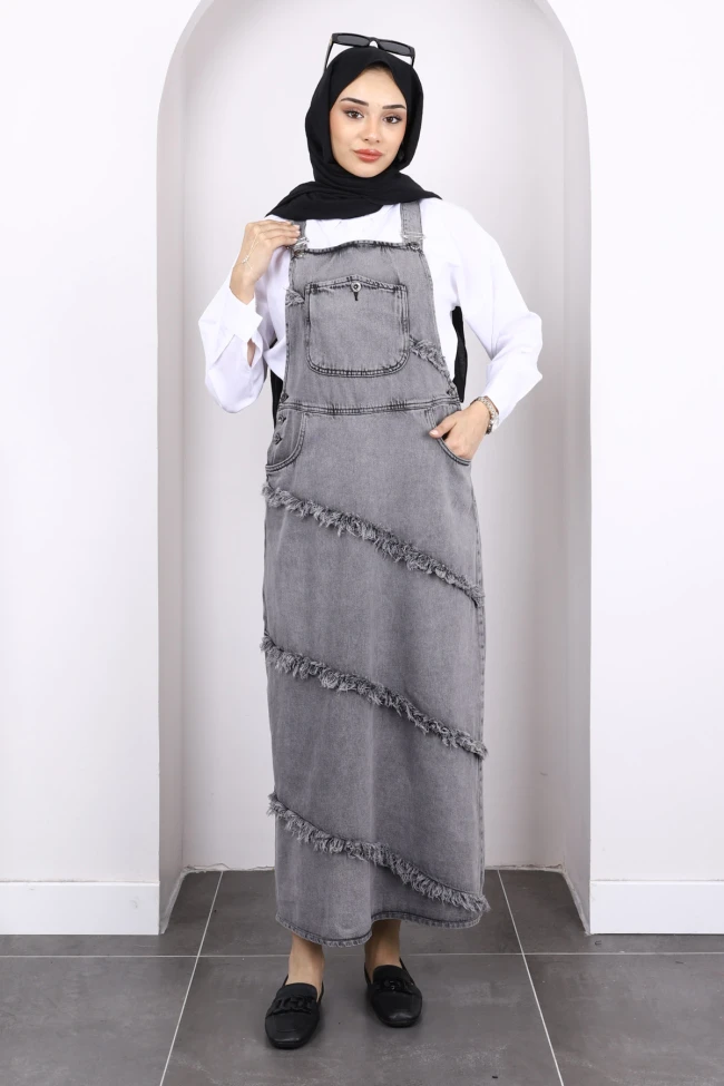 Füme Püskül Detaylı Cepli Kot Jile