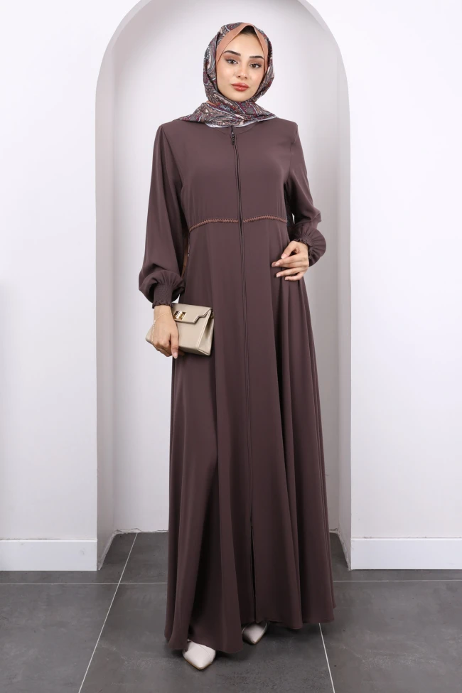 Koyuv Vizon Kol Gipeli Fermuarlı Ferace