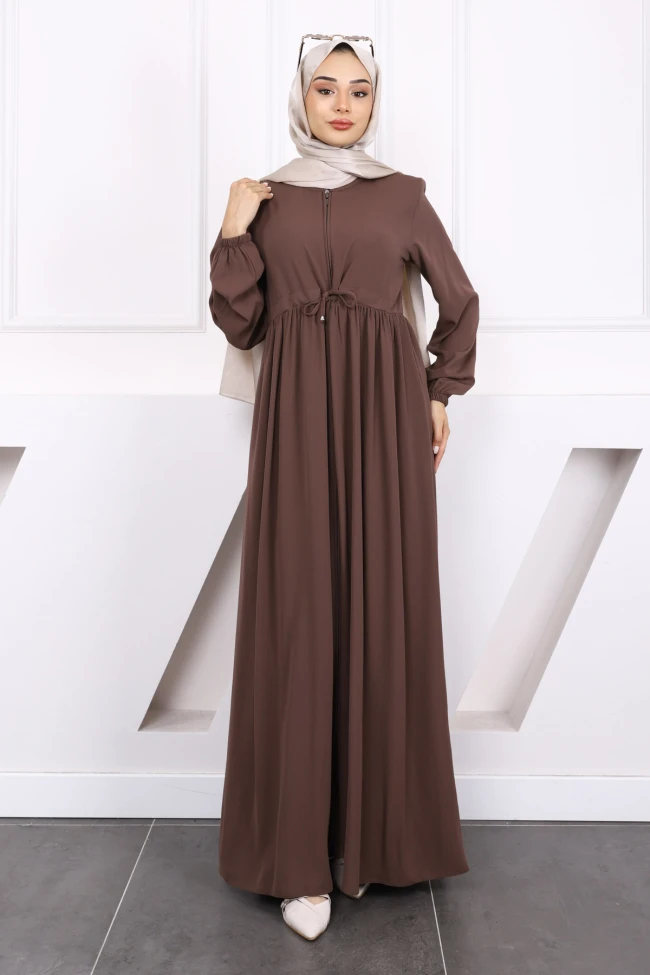 Taba Büzgülü Kol Lastikli Ferace