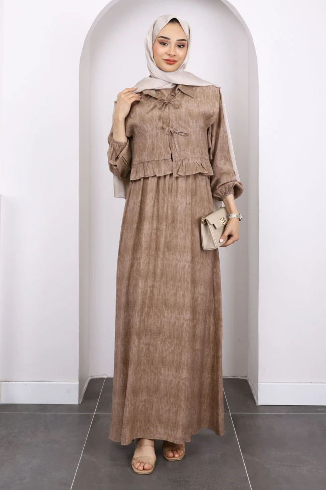 Vizon Yelek Kombinli Bel Lastikli Elbise