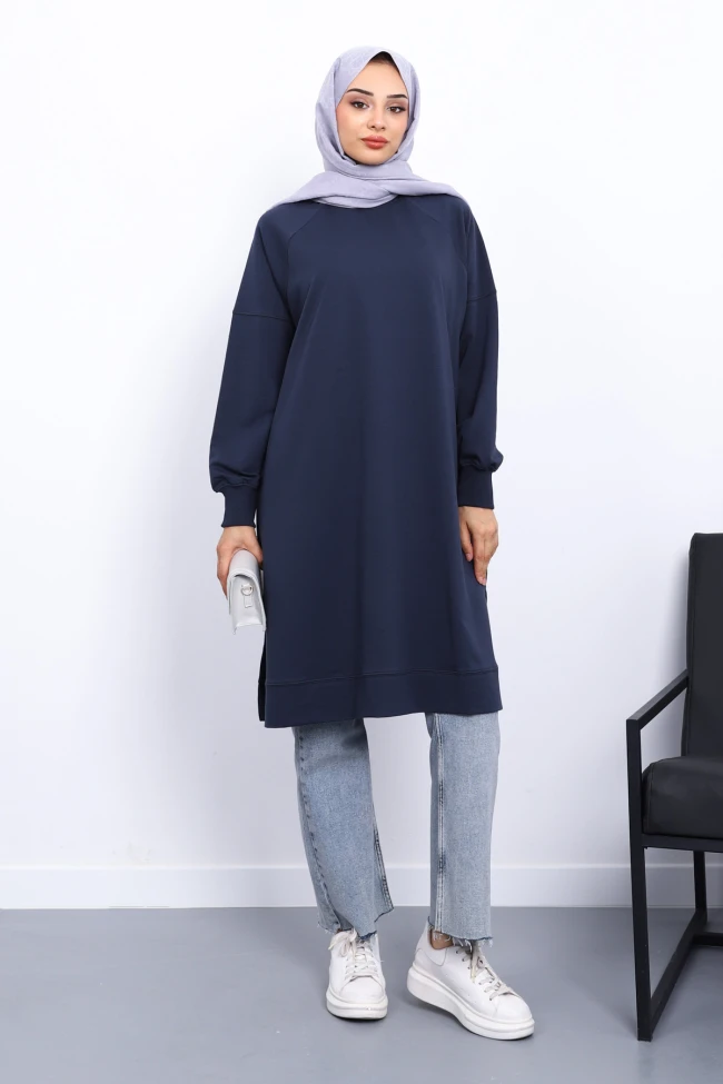 Antrasit Yanları Yırtmaçlı Modal Tunik