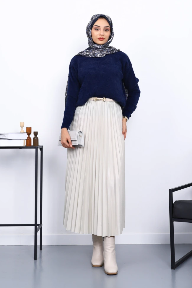 Lacivert Bisiklet Yaka Sakal Triko Kazak